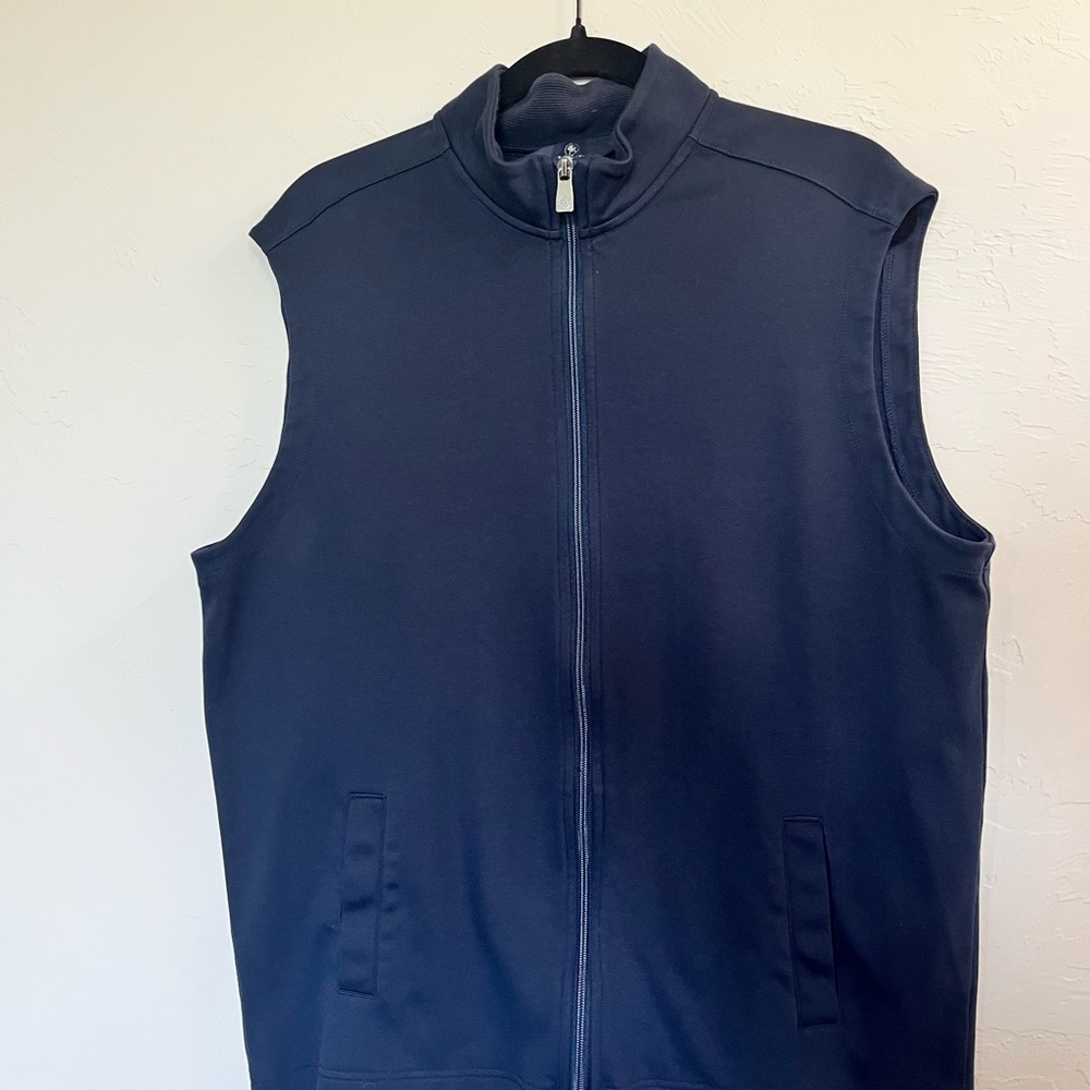 Men's Hart Schaffner Marx Navy Sleeveless Cotton Zip L Jacket/vest